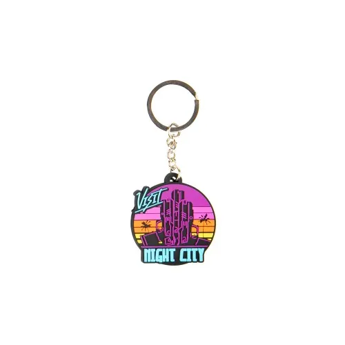 Cyberpunk 2077 Visit Night City PVC Keychain Multicolor