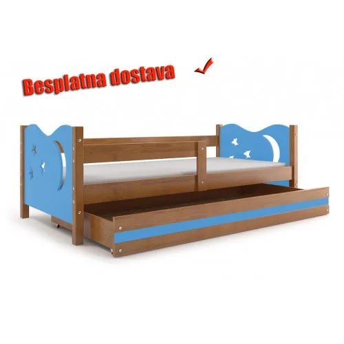 Dečiji krevet Elegant Adler plavi 160x80 cm sa fiokom i dušekom