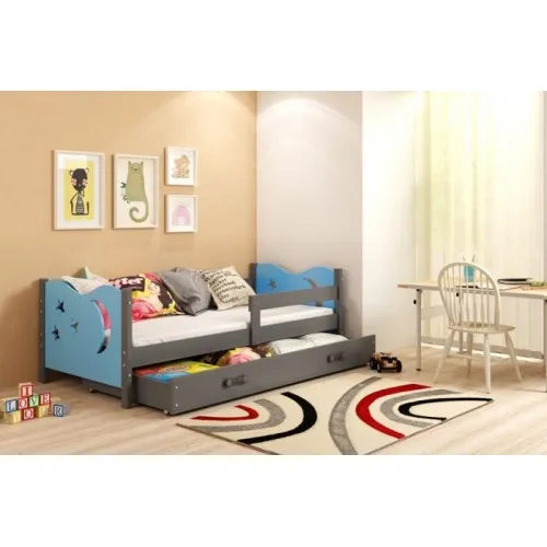 Dečiji krevet Elegant Graphite plavi 160x80 cm sa fiokom i dušekom