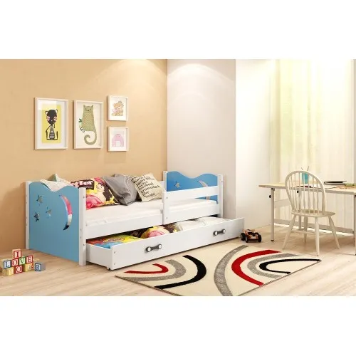 Dečiji krevet Elegant White plavi 160x80 cm sa fiokom i dušekom