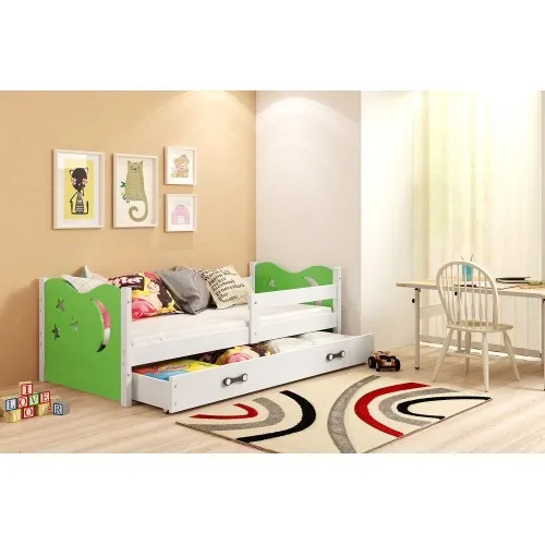 Dečiji krevet Elegant White zeleni 160x80 cm sa fiokom i dušekom