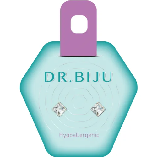 DR.BIJU minđuše 6.0mm providne kvadrat