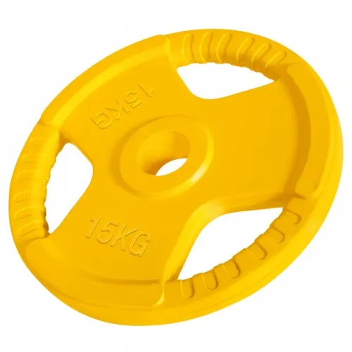 Gumirani olimpijski teg 15 kg Žuti