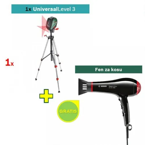 Laser za ukrštene linije Universal Level 3  + Fen za kosu