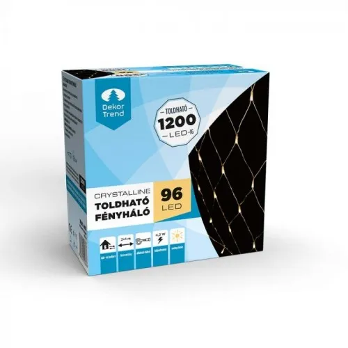 Novogodišnja svetleća mreža Crystaline 96 LED toplo bela 1x2m