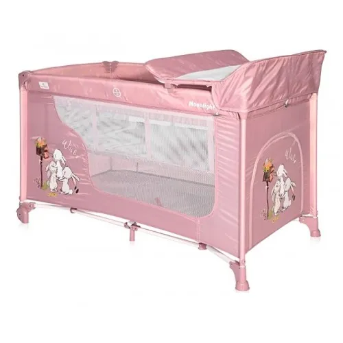 Prenosivi krevet Lorelli moonlight 2 nivoa - beige rose rabbits