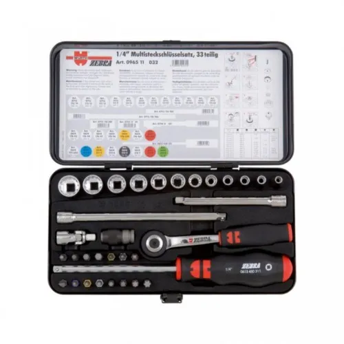 Set Zebra 1/4 nasadnih ključeva i umetaka sa račnom Wurth