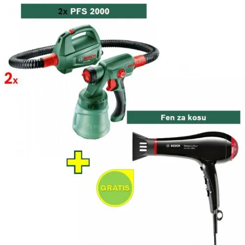 Sistem za prskanje boje Bosch PFS 2000  2 kom + Fen za kosu