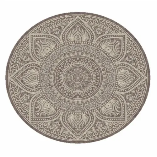 Tepih outdoor okrugli slonova kost/srebrno /taupe 160cm