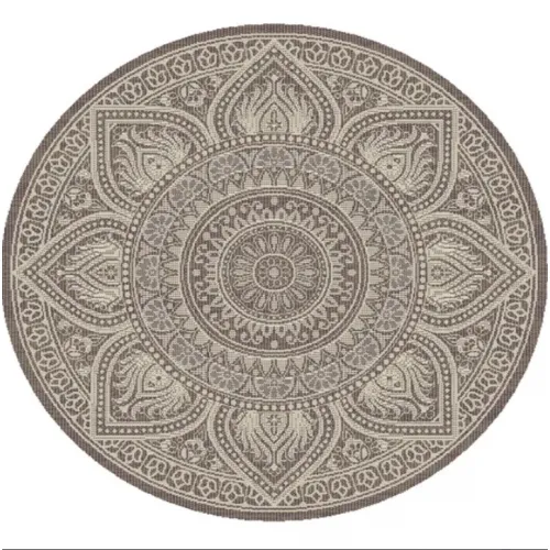 Tepih outdoor okrugli slonova kost/srebrno /taupe 200cm