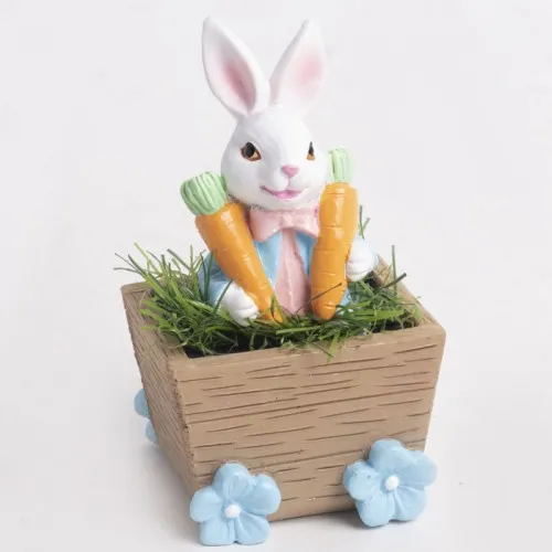 Uskršnja figura zeka šargarepica u saksiji 9cm