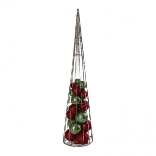 Wire cone  jelka sa kuglama crveno-zelena LED 80cm