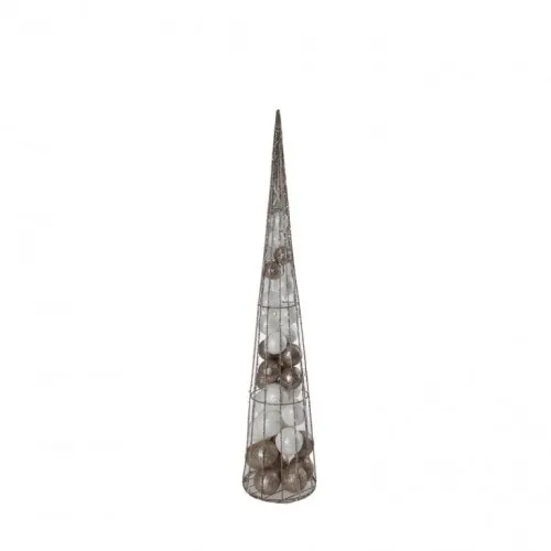 Wire cone jelka sa kuglama zlatna LED 60cm