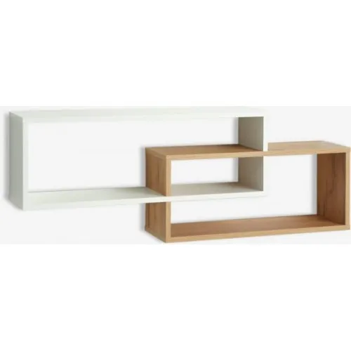 Zidna polica bela/hrast