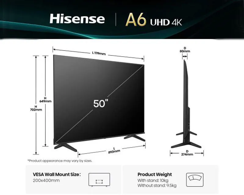 50 inča 50A6Q 4K UHD Smart TV