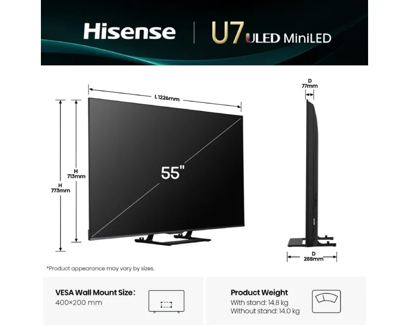 55 inča 55U7Q ULED Mini-LED 4K UHD Smart TV