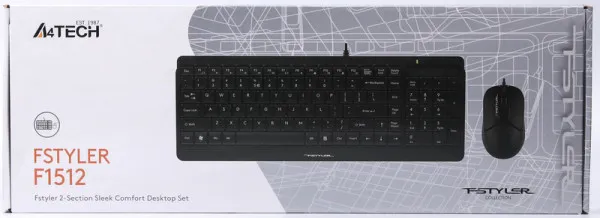 A4-F1512 A4Tech tastatura YU-LAYOUT + mis USB Black