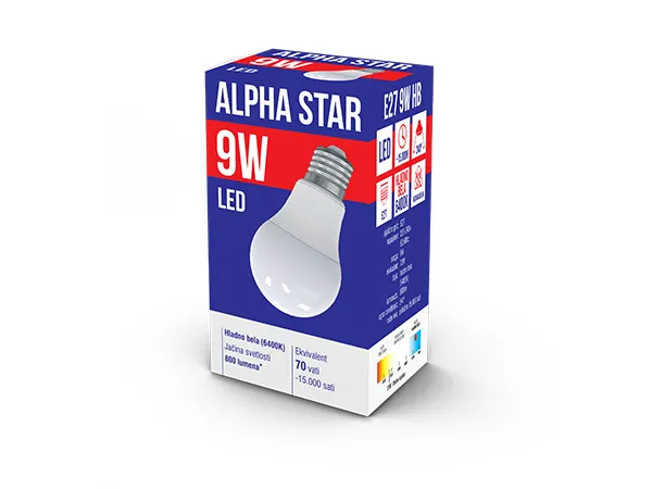 Alpha Star E27 9W HB LED Sijalica 6400K220V800LmHladno bela