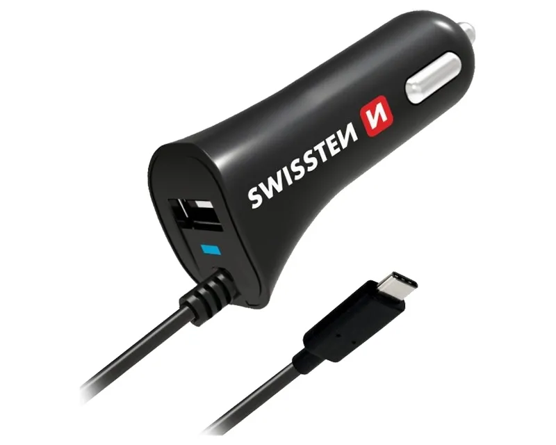 Auto punjač TIP C sa kablom + USB 24A