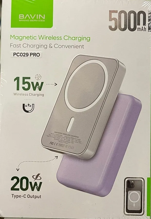 Bavin Power Bank 5000 mAh 15W Wireless + 20w Type C PC029 PRO bela