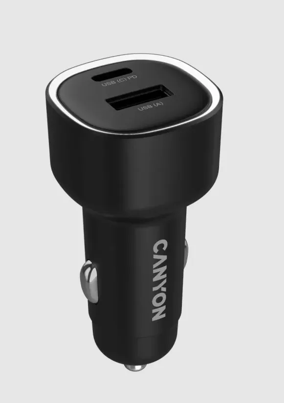CANYON punjač za auto OnDrive 85 PD USB-C+USB-A 85W Crni