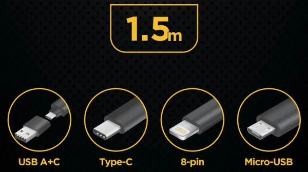 CC-USB2S-ACM31-1.5M Gembird Premium silicon 4-in-1 USB charging cable 1.5 m