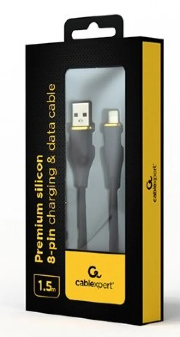 CC-USB2S-AM8PM-1.5M-BK Gembird Premium silicon 8-pin cable charging and data cable 1.5 m black