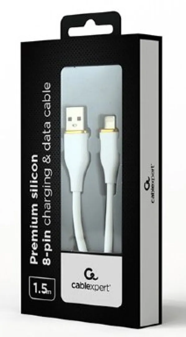 CC-USB2S-AM8PM-1.5M-W Gembird Premium silicon 8-pin cable charging and data cable 1.5 m white