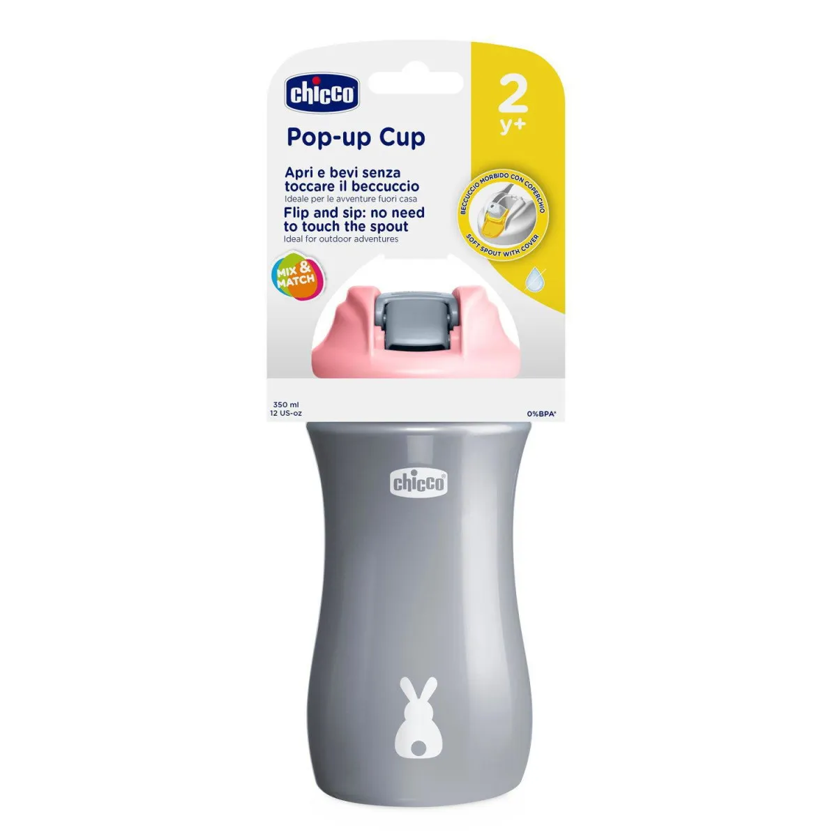 CHICCO ČAŠA SA MEKANIM PISKOM 350ML24M+ROZE