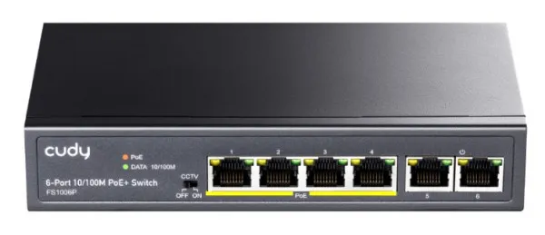 Cudy FS1006P 6-Port 10/100M PoE+ Switch 60W internal max 32W/PoE UPLINK 250m (alt.PFS3006-4ET-60)