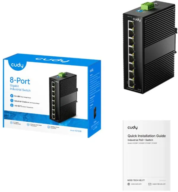 Cudy IG1008 8-Port Gigabit Industrial Switch 8× GbE Shielded Dual-Power Redundancy IP40