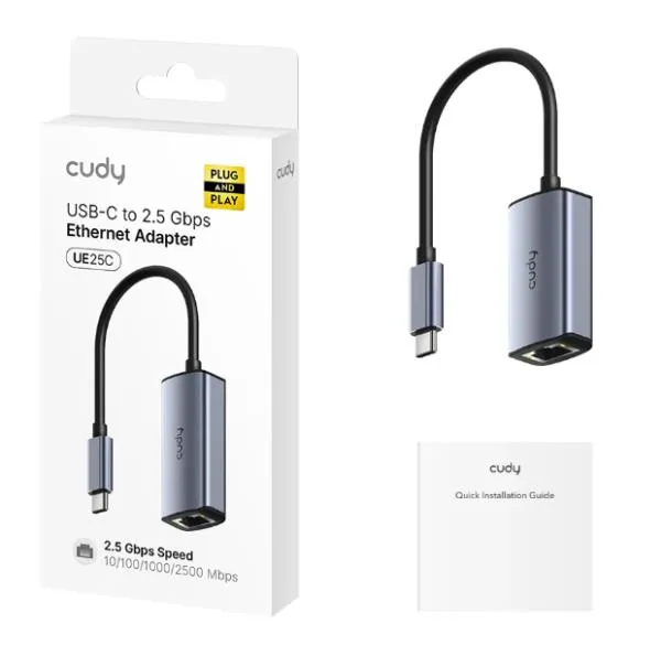 Cudy UE25C USB-C adapter za Ethernet od 2.5 Gbps 10/100/1000/2500 Mbps