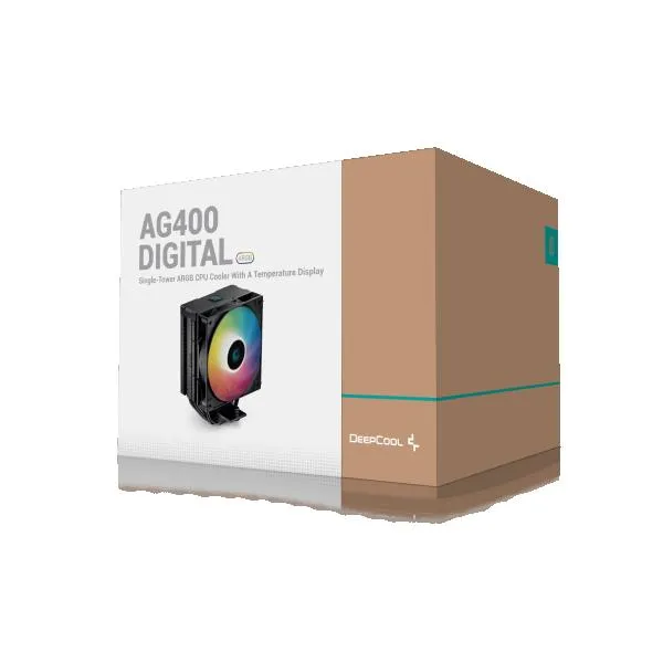 DeepCool AG400 DIGITAL ARGB 4xHeat Pipe Real-TimeCPU Screen 220W 120mm 2100rpm 76CFM BK Intel/AMD