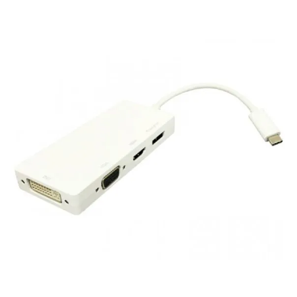 E-GREEN Adapter USB 3.1 tip C na Display Port + HDMI + VGA + DVI bela