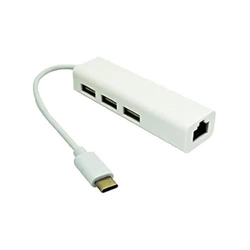 E-GREEN Multiport hub USB-C 3.1 sa 4 porta - KON00306  3x USB-A 2.0 LAN port (RJ45) USB 3.1 - C Bela