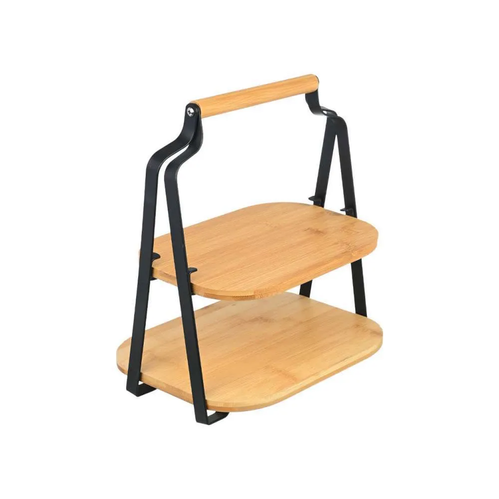 ESTIA ES01-20811 POSLUŽAVNIK ZA SERVIRANJE NA 2 NIVOA BAMBUS METAL  20X26X28CM