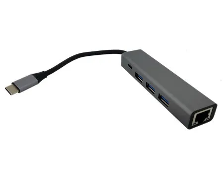 FastAsia adapter-konvertor tip C na 3xUSB 3.0+tip C+RJ45