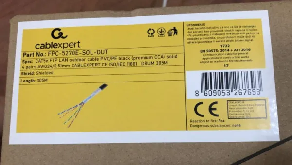 FPC-5270E-SOL-OUT Gembird FTP cat.5E Outdoor solid 24AWG 0.51mm PREMIUM CCA kotur pun presek 305m