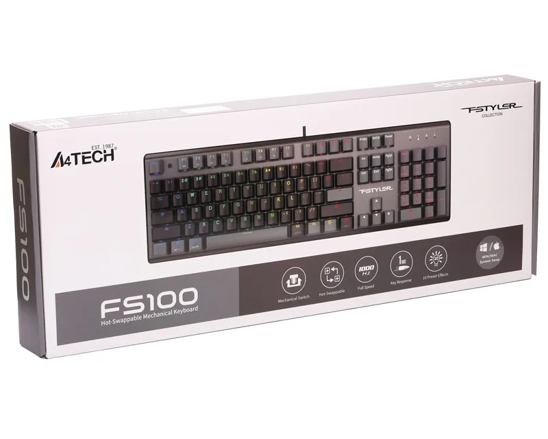 FS100 FSTYLER USB Neon Backlit US crna tastatura