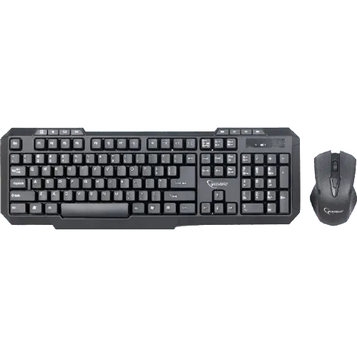 GEMBIRD Bežična gejmerska tastatura i miš KBS-WM-02 (Crna)  USB nano prijemnik Membranski tasteri EN (US) Alkalna baterija