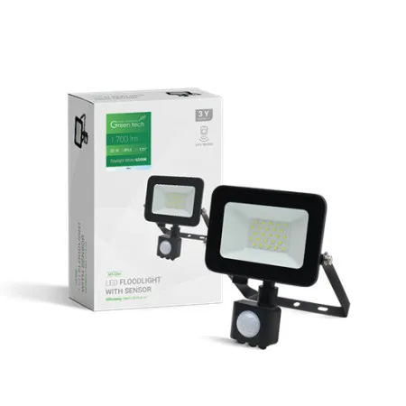 GreenTech LED reflektor 20W 6500K crni AFS-20BK senzor ( 060-0621 )