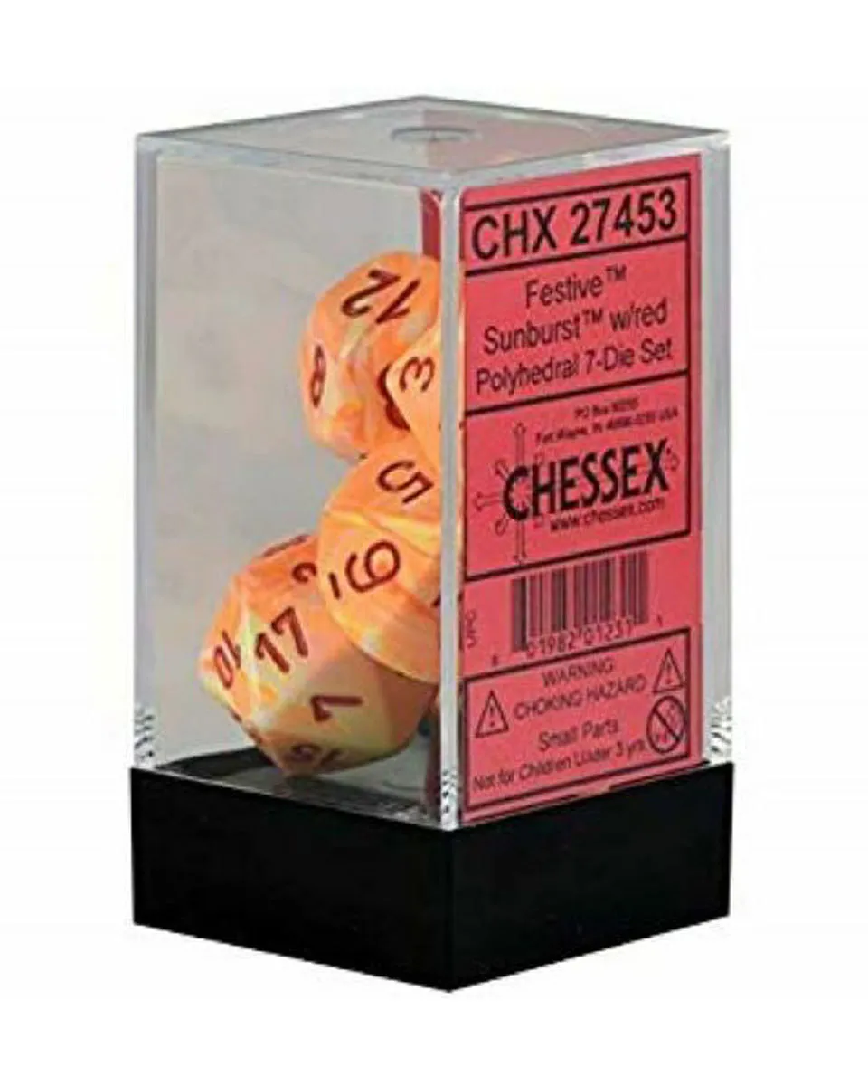 Kockice Chessex - Festive - Sunburst & Red (7)