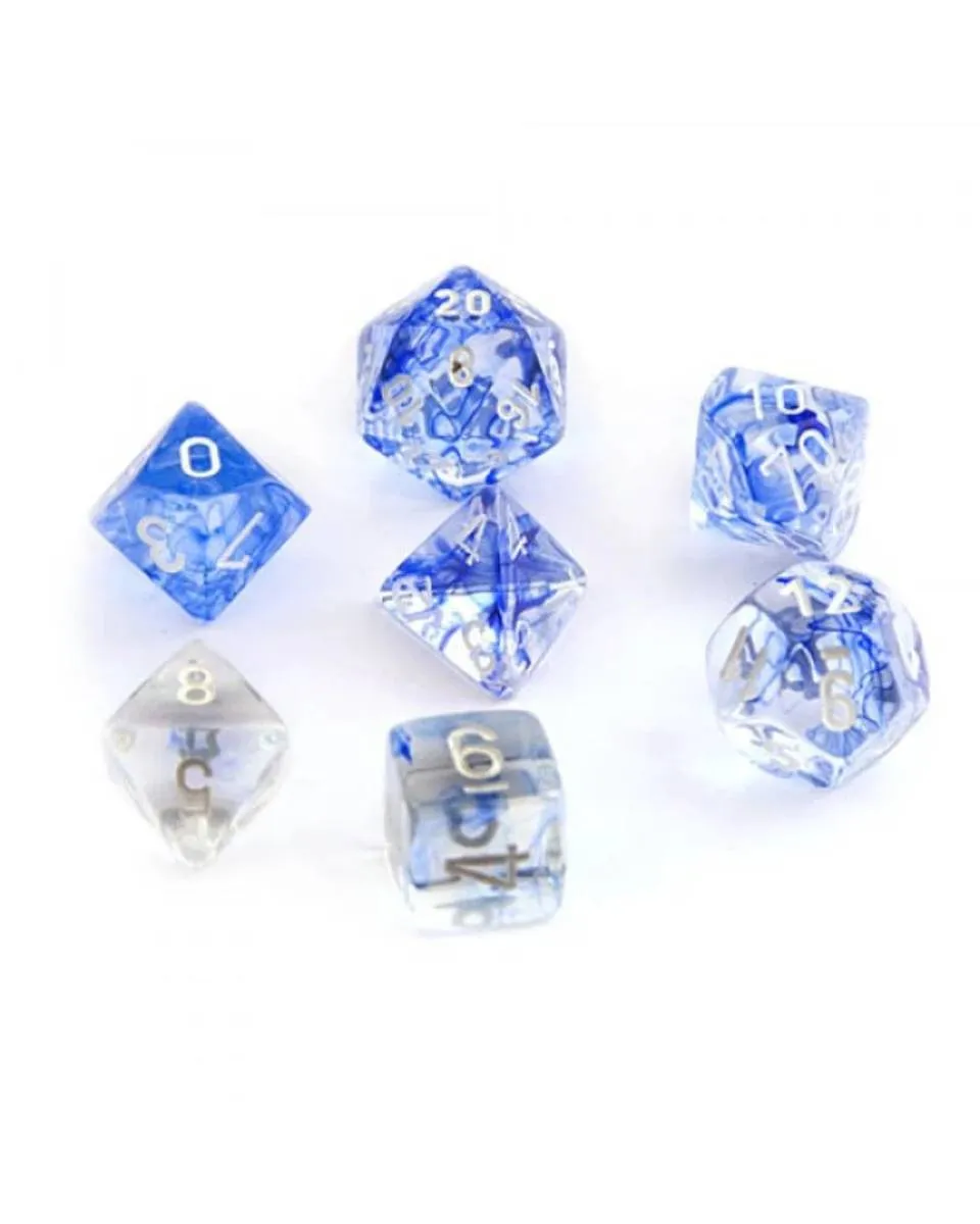 Kockice Chessex - Polyhedral - Nebula  - Dark Blue & White  (7)