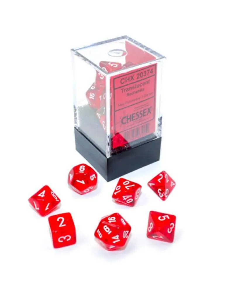Kockice Chessex - Translucent- Polyhedral Mini - Red-white (7)