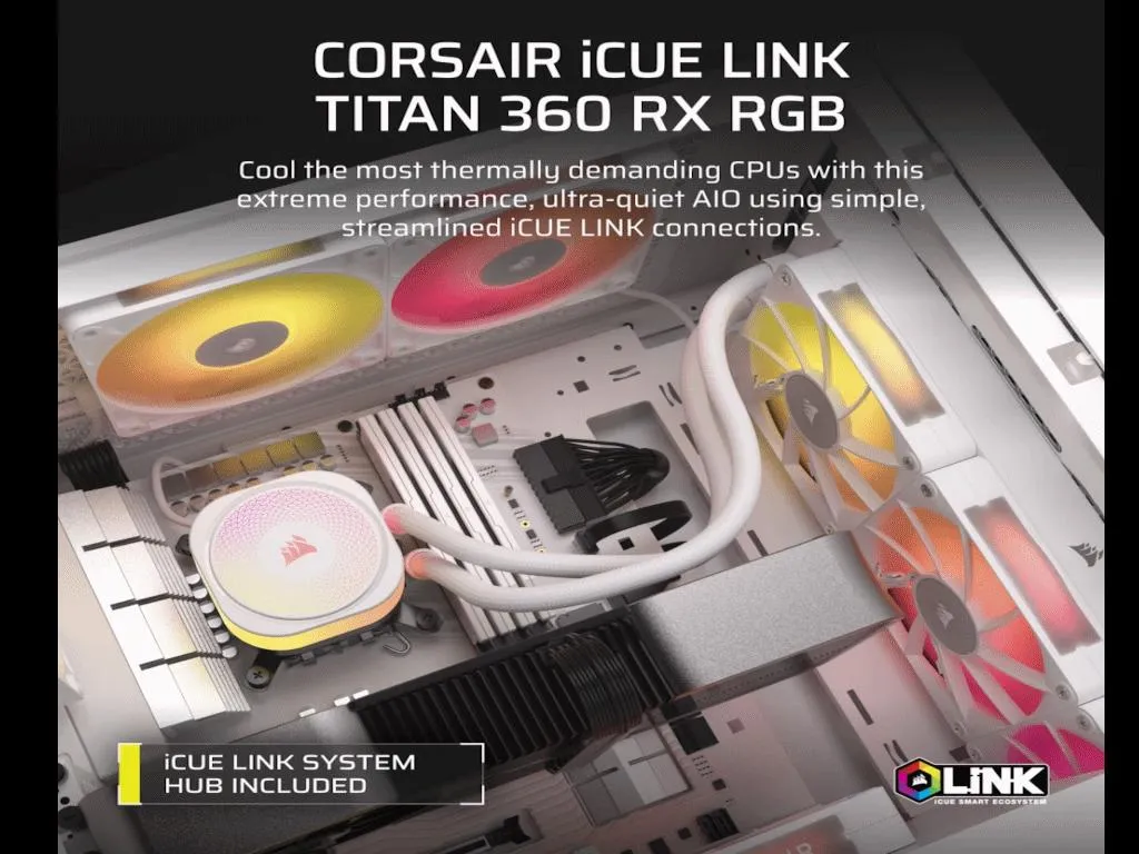 Kuler CORSAIR iCUE LINK TITAN 360 RX RGB/AIO/360mm/vodeno hladenje/bela
