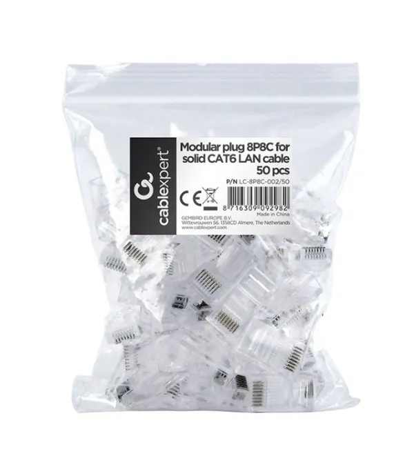 LC-8P8C-002/50 Gembird CAT6 UTP Modular plug 8P8C 30u gold plated RJ45 50 u pak /CENA PO PAKOVANJU