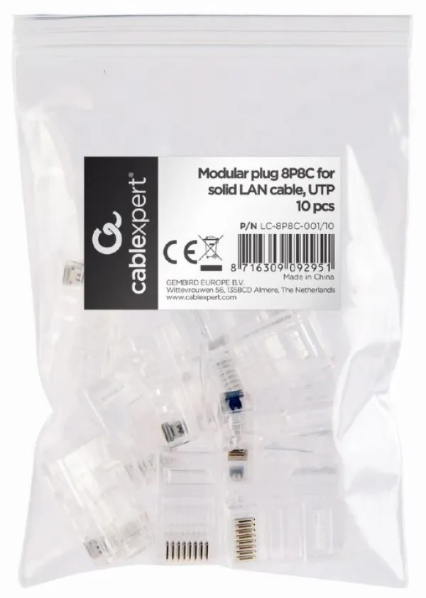 LC-PTU-01/10 Gembird Universal pass-through modular CAT5 UTP plug 8P8C 10 u pak /CENA PO PAKOVANJU