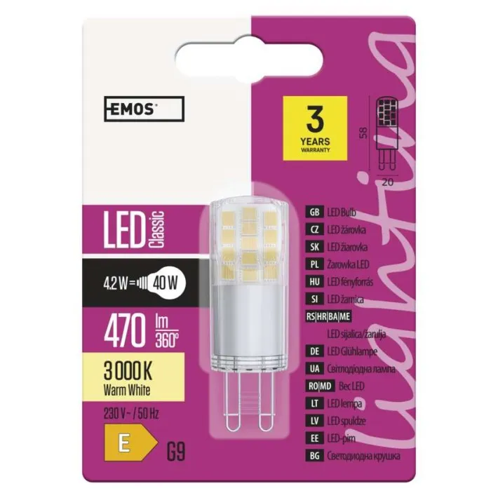 Led sijalica Classic JC 42W G9 WW Emos ZQ9542