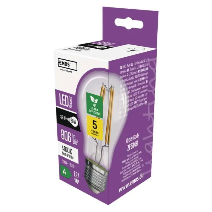 Led sijalica Filament A60 38W E27 Ultra Eficient NW  Emos ZF5148