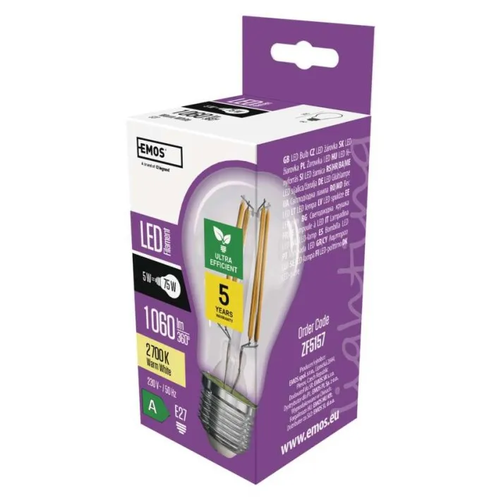 Led sijalica Filament A60 5W E27 Ultra Eficient WW  Emos ZF5157